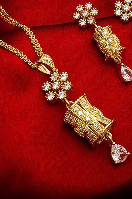 Buy  Alloy Mangalsutra and Earrings For Women's Set in Gold and White At KarmaPlace