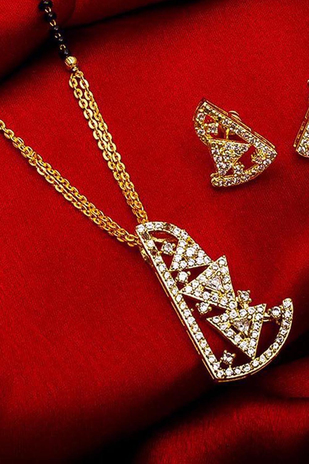  Shop  Alloy Mangalsutra and Earrings  For Women's Set in Gold and White At KarmaPlace