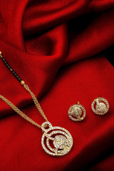  Buy Women's Alloy Mangalsutra and Earrings Set in Gold and White Online