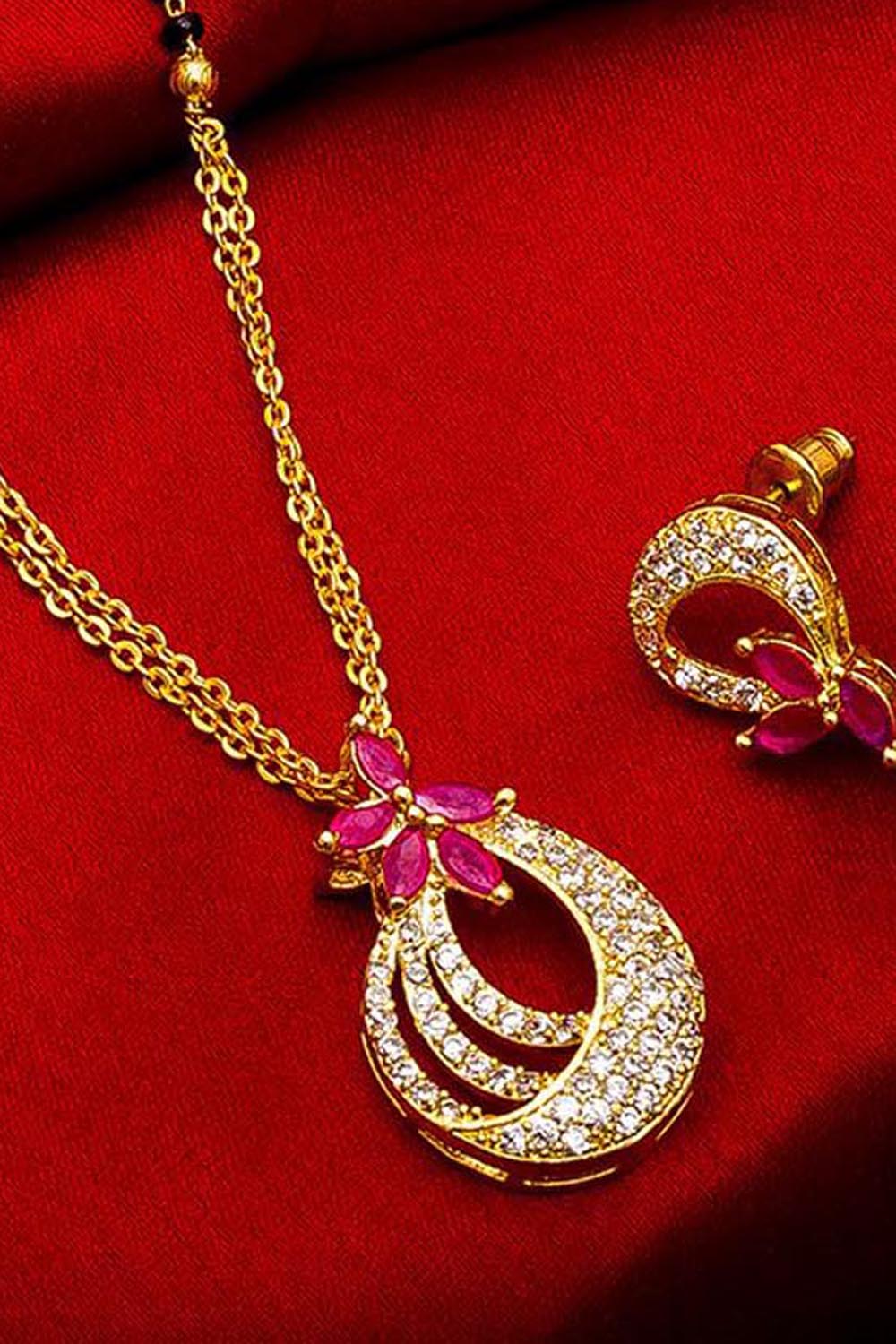  Shop  Alloy Mangalsutra and Earrings  For Women's Set in Gold and White At KarmaPlacee