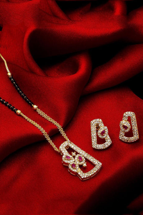 Buy Women's Alloy Mangalsutra and Earrings Set in White Online