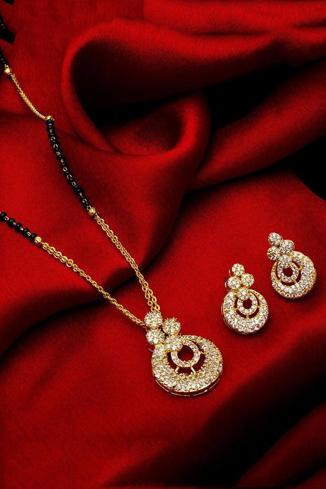  Buy  Women's Alloy Mangalsutra and Earrings Set in White Online