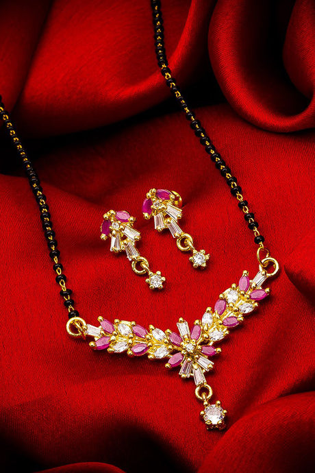  Buy Women's Alloy Mangalsutra Set in Gold and Pink Online