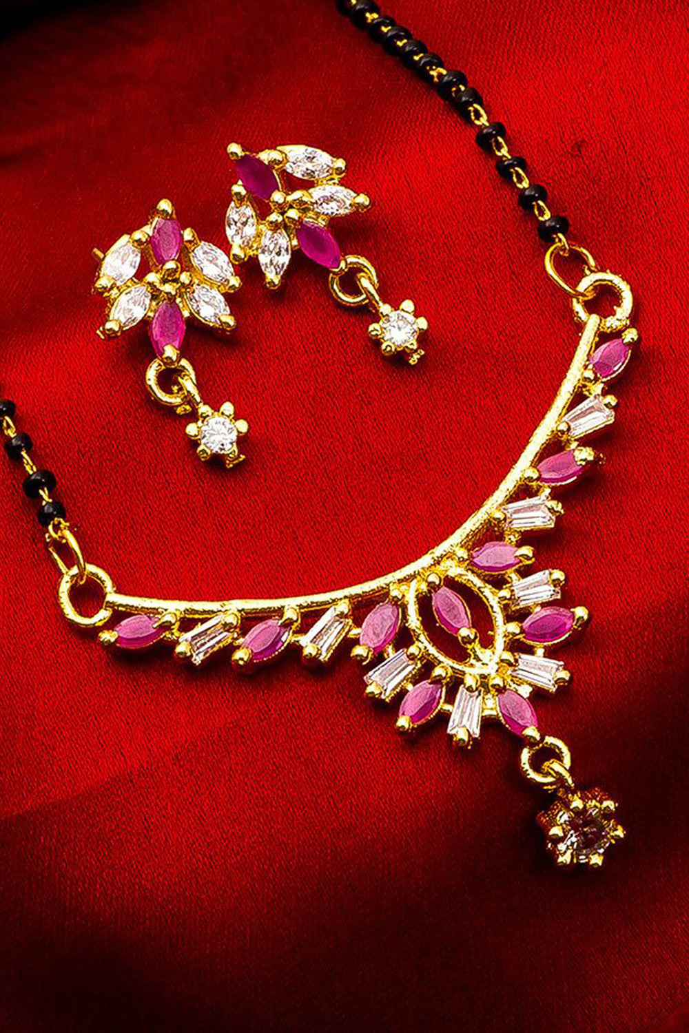 Shop  Alloy Mangalsutra  For Women's  Set in Gold and Pink At KarmaPlace