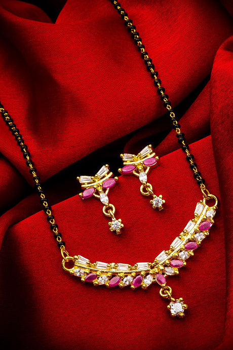 Buy Women's Alloy Mangalsutra Set in Gold and Pink Online