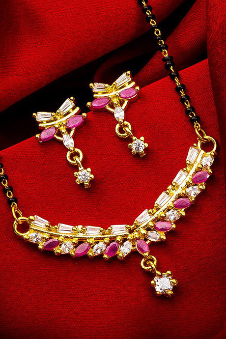 Shop  Alloy Mangalsutra  For  Women's Set in Gold and Pink At KarmaPlace