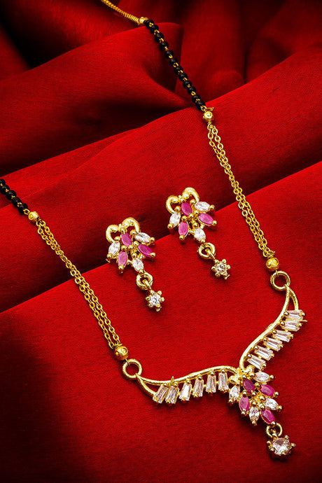  Buy Women's Alloy Mangalsutra Set in Gold and Pink Online