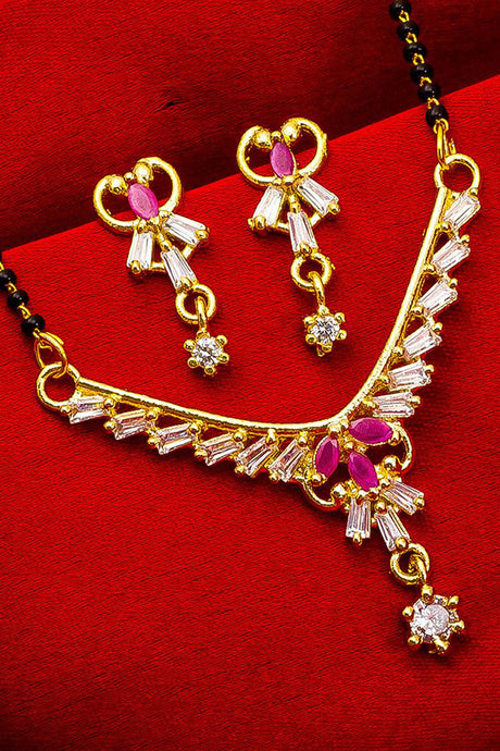 Shop  Alloy Mangalsutra  For Women's Set in Gold and Pink At KarmaPlace