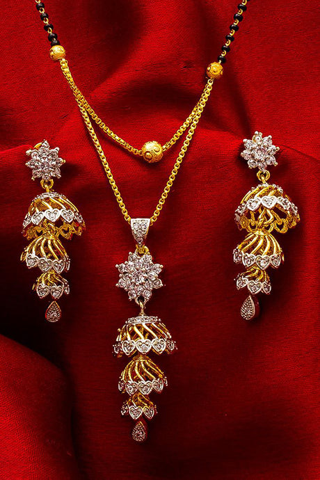 Women's Alloy Mangalsutra Set In Silver And Gold