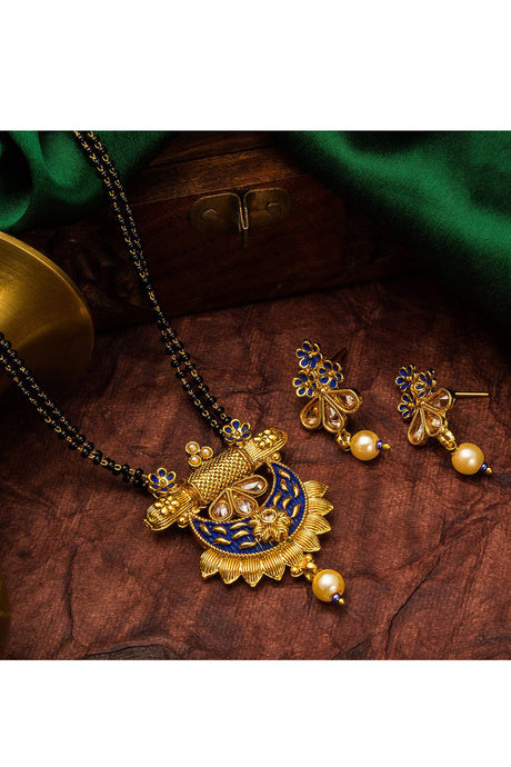  Buy Women's Alloy Mangalsutra Set in Gold and Blue Online