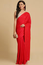 Buy Red Zari Woven Fancy Satin Sarees Online