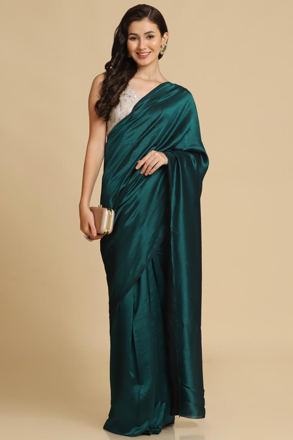 Buy Teal Zari Woven Fancy Satin Sarees Online