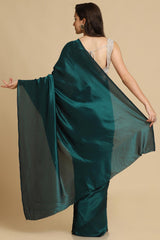 Buy Teal Zari Woven Fancy Satin Sarees Online - Front