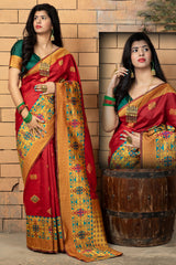 Buy Banarasi Art Silk Woven Saree In Red