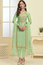 Buy sea-green georgette resham embroidery Pant Suit Set Online - Front