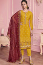 Buy yellow georgette resham embroidery Pant Suit Set Online - Side