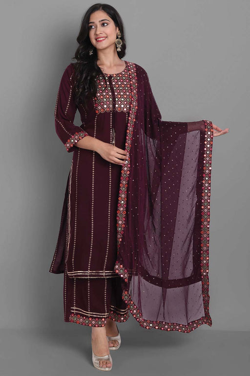 Buy Deep Wine Exclusive Readymade Heavy Banglori Silk Kurta Pajama With  Jacket | Kurta Pajama