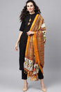 Buy Solid Black Pant Suit Set And Bhagalpuri Multi Colored Dupatta Online - Front