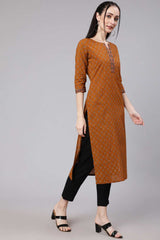 Buy Mustrad Cotton Ethnic Printed Straight Kurta Online - Front