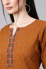 Buy Mustrad Cotton Ethnic Printed Straight Kurta Online - Back