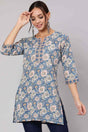 Buy Blue & Pink Cotton Floral Printed Straight Tunic Online