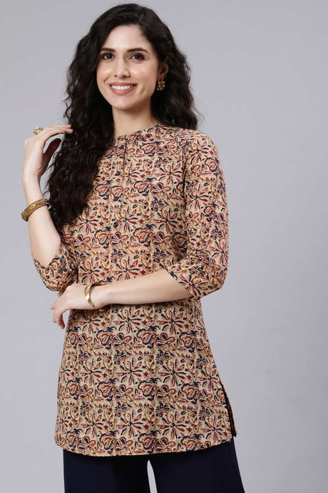 Buy Multi Color Cotton Floral Printed Straight Tunic Online