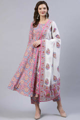 Buy Pink Printed Flared Pant Suit Set Online