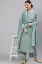 Buy Green Floral Printed Straight Palazzo Suit Set Online