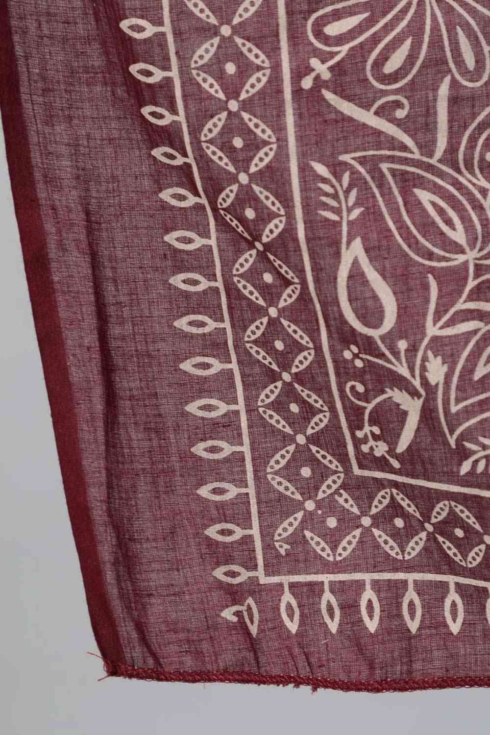 Buy Burgundy And Beige Motifs Printed Pure Cotton Palazzo Suit Set Online - Side