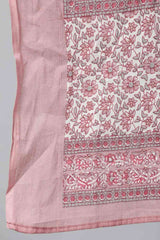 Buy Pink Floral Printed Pure Cotton Palazzo Suit Set Online - Side