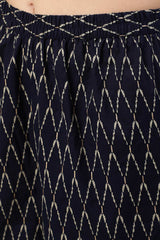 Buy Navy Blue And Gold Printed Straight Palazzo Suit Set Online - Front