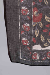 Buy Black And Maroon Floral Printed Pant Suit Set Online - Side