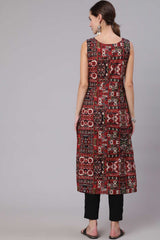 Buy Multicoloured Cotton Printed Thread Work Kurta Online - Side