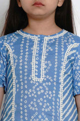 Buy Girl's Blue And White Striped Kurta With Palazzos Online - Zoom In