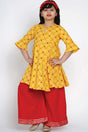 Buy Girl's Yellow And Red Printed Kurta With Palazzos Online