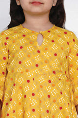 Buy Girl's Yellow And Red Printed Kurta With Palazzos Online - Zoom In