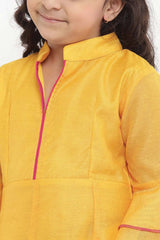 Buy Girl's Yellow Printed Kurta With Palazzos Online - Zoom In