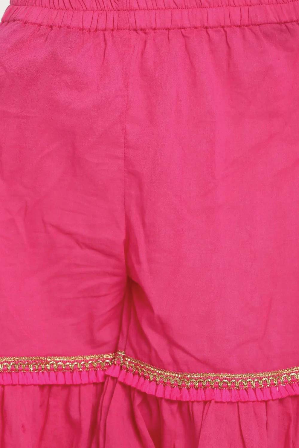 Buy Girl's Fuchsia Printed Kurta With Sharara And Dupatta Online - Zoom In