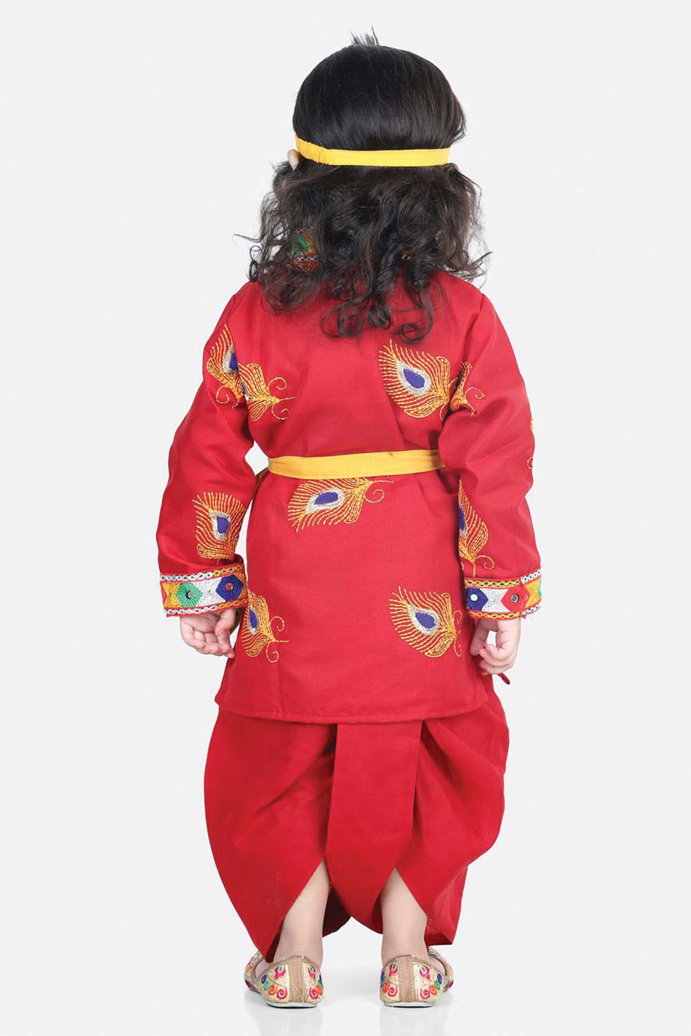 Buy Boy's Red Embroidered Kanhaiya Kurta Dhoti Set Online - Back