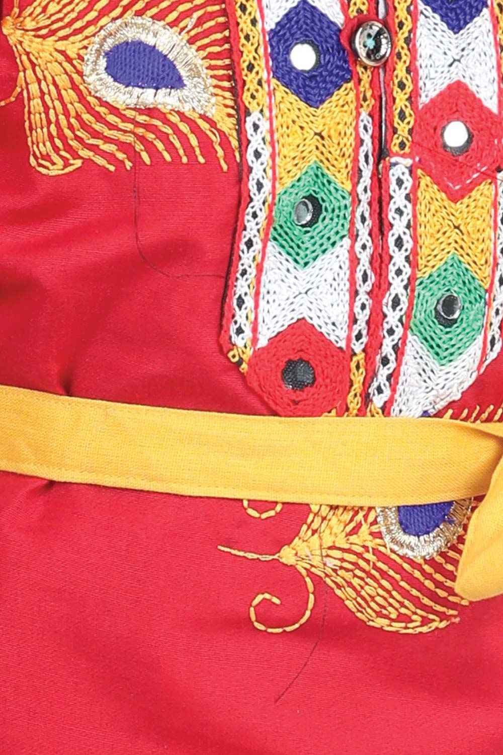 Buy Boy's Red Embroidered Kanhaiya Kurta Dhoti Set Online - Side