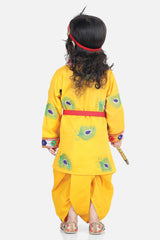 Buy Boy's Yellow Embroidered Kanhaiya Kurta Dhoti Set Online - Back