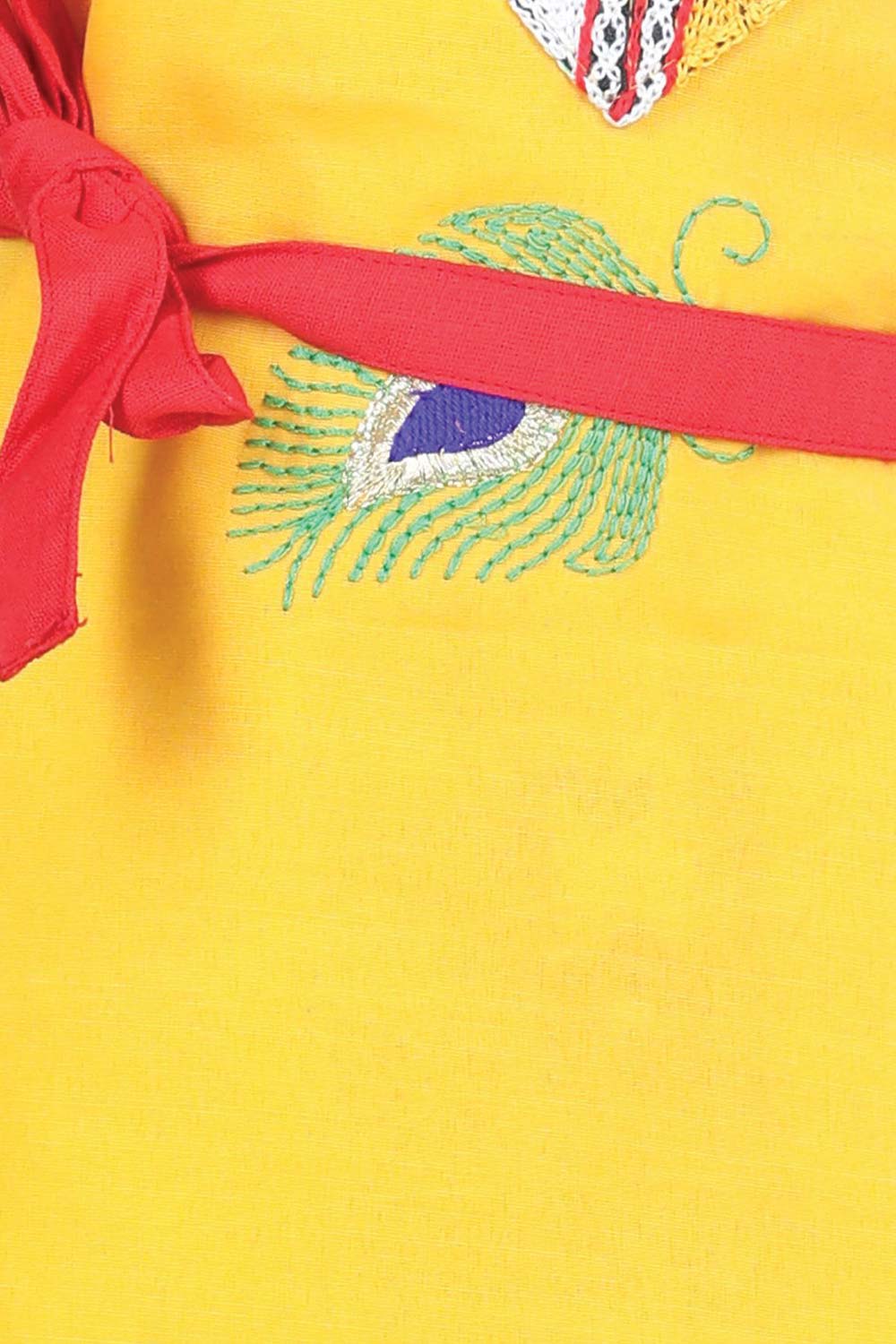 Buy Boy's Yellow Embroidered Kanhaiya Kurta Dhoti Set Online - Side