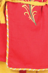 Buy Boy's Red Cotton Embroidery Kanhaiya Dhoti Kurta Mukut Set Online - Side