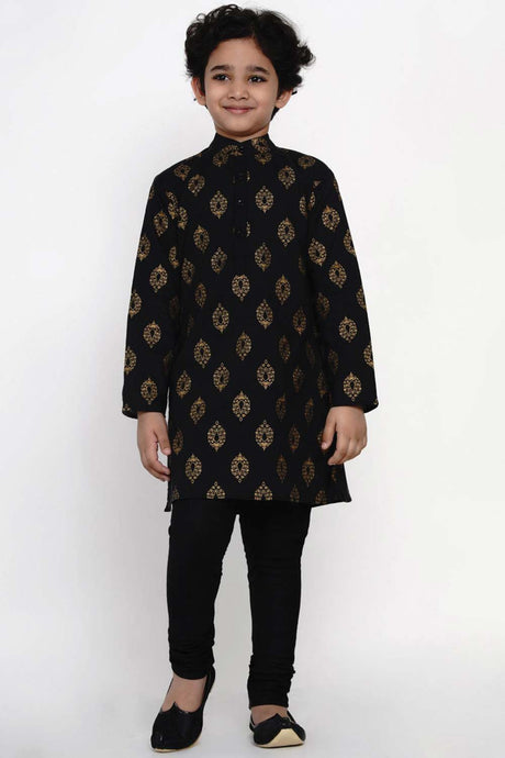 Buy Boy's Black Kurta With Black Pajama Set Online