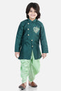 Buy Boy's Green Hand Embroidered Kurta Dhoti Set Online