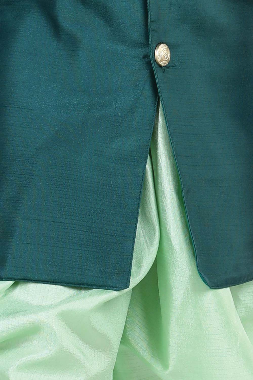 Buy Boy's Green Hand Embroidered Kurta Dhoti Set Online - Side