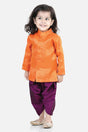 Buy Boy's Orange Jacquard Full Sleeve Sherwani Dhoti Online