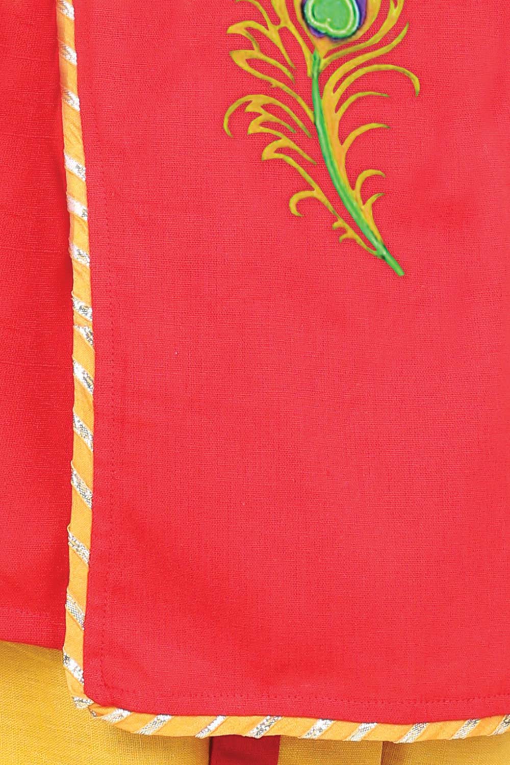 Buy Boy's Red Cotton Embroidery Kurta Dhoti Set Online - Side