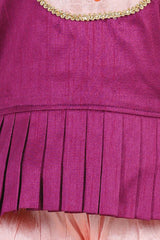 Buy Girl's Purple Hand Embroidered Grecian Neck Kurta Dhoti Set Online - Side