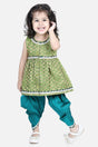 Buy Girl's Green Jacquard Kurta Dhoti Set Online